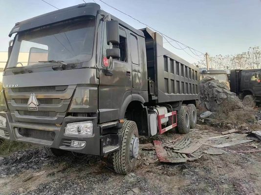 HOWO 6*4 덤프 트럭 중고 10 타이어 회색 색상 시노트럭 351-450hp 8500*2496*3450 mm