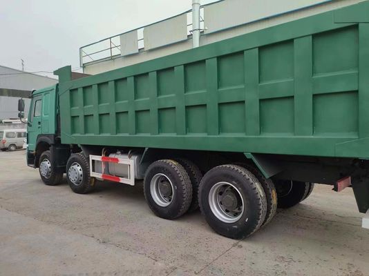 타이어 12.00r20 ECE 인증 Sinotruk HOWO 8 × 4 중고용 덤프 트럭 녹색 색상