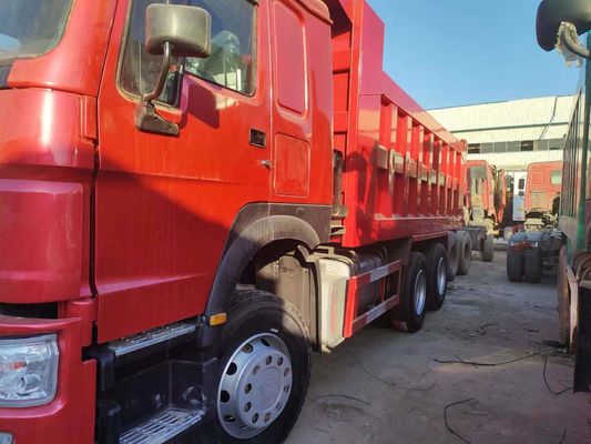 빨간색 Sinotruk HOWO 6X4 351 450HP 덤프 트럭 수동 변속기 8×4 드라이브 휠