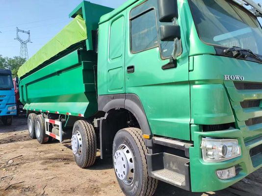 반사 타이어 디자인 Sinotruk HOWO 녹색 8*4 U형 덤프 트럭 12륜 운송