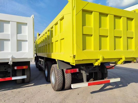 노란색 351-450hp 6-8L 시노트럭 HOWO 덤프 트럭 틱핑 트럭 중량용 덤퍼 틱퍼 트랙터 트럭