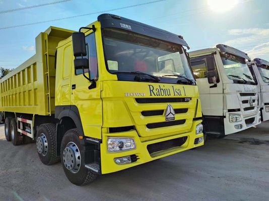 노란색 351-450hp 6-8L 시노트럭 HOWO 덤프 트럭 틱핑 트럭 중량용 덤퍼 틱퍼 트랙터 트럭