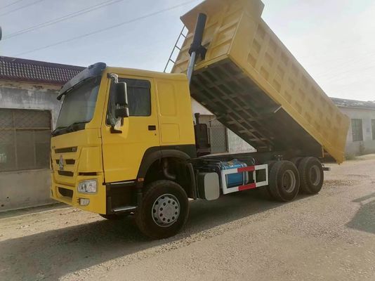 덤프 트럭 10 휠러 노란색 HOWO 시노트럭 6X4 광산 트럭 351-450마력