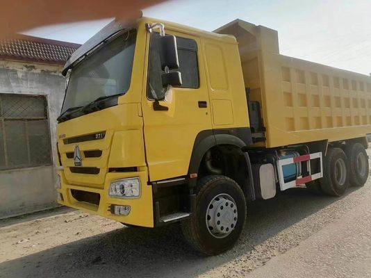 덤프 트럭 10 휠러 노란색 HOWO 시노트럭 6X4 광산 트럭 351-450마력