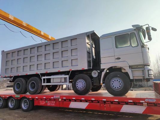 샤크맨 8X4 사용 된 덤프 트럭 375HP 12 바퀴 40t 앞 리프팅 스타일 승력 351-450hp